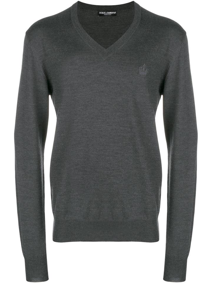 Dolce & Gabbana V-neck Sweater - Grey