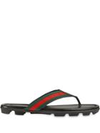 Gucci Web And Leather Thong Sandal - Black