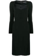 Dolce & Gabbana Long-sleeved Cady Midi Dress - Black