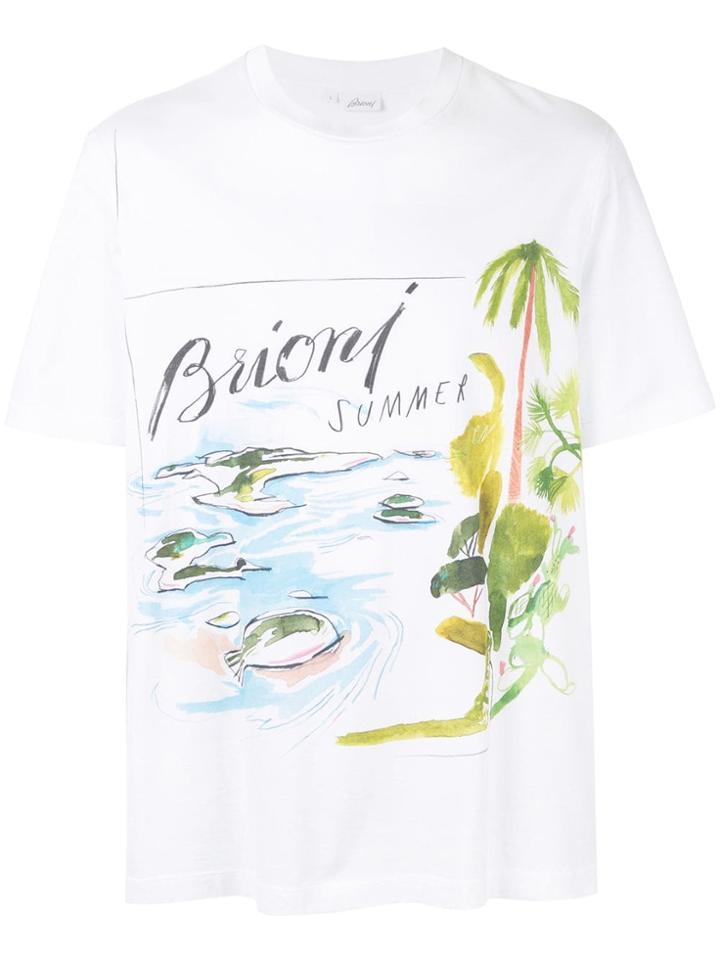 Brioni Water Print T-shirt - White