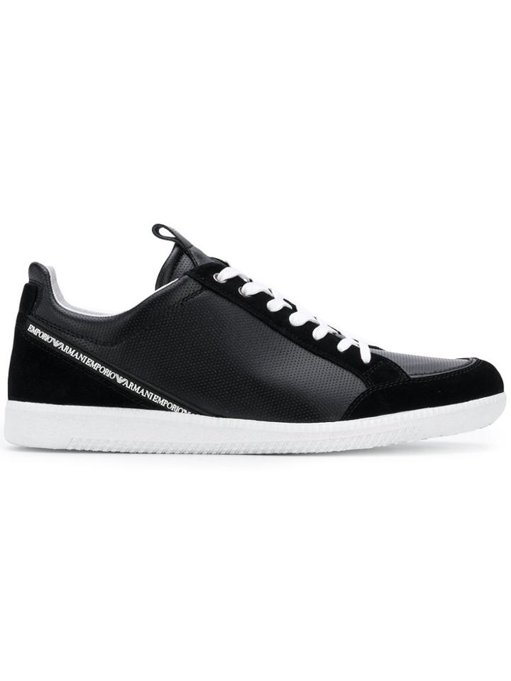 Emporio Armani Perforated Low-top Sneakers - Black