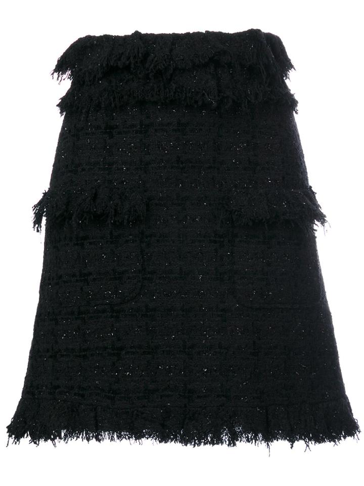 Msgm Tweed Mini A-line Skirt - Black