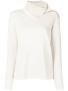 Issey Miyake Long Collar Jumper, Women's, Size: 2, White, Cotton