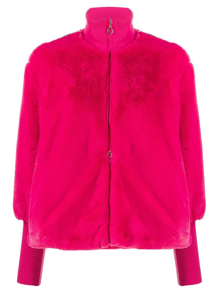 Liu Jo Faux Fur Side Stripe Jacket - Pink