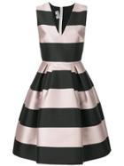 Rochas Striped Printed Flared Dress - Pink & Purple
