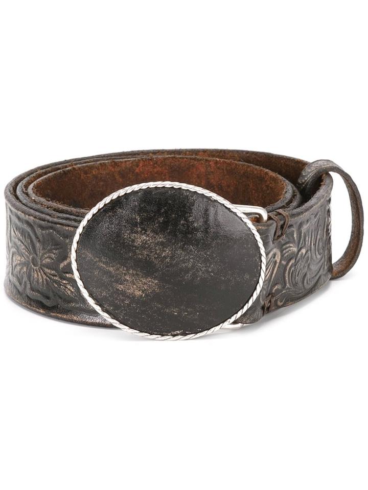 Golden Goose Deluxe Brand Floral Embossed Belt, Men's, Size: 95, Brown, Bos Taurus