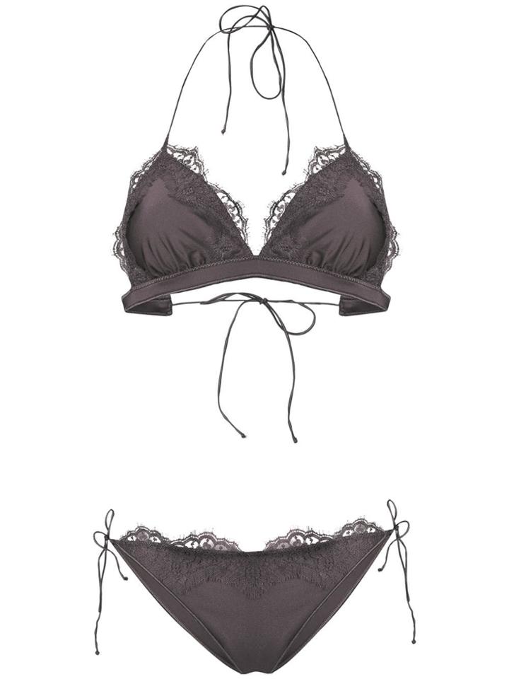 Oseree Lace Detail Bikini - Grey