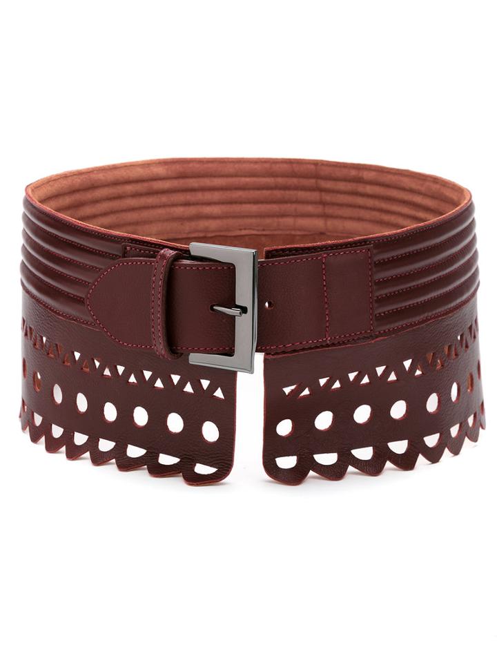 Andrea Bogosian - Leather Belt - Women - Chamois Leather - P, Red, Chamois Leather