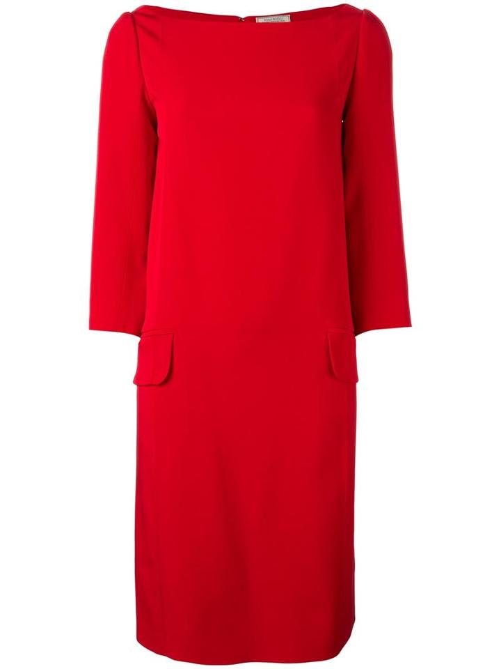 Nina Ricci Boat Neck Shift Dress, Women's, Size: 38, Red, Acetate/viscose/silk