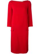 Nina Ricci Boat Neck Shift Dress, Women's, Size: 38, Red, Acetate/viscose/silk