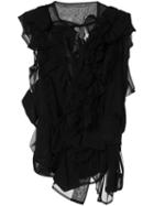 Comme Des Garçons Pre-owned Ruffle Sheer Blouse - Black