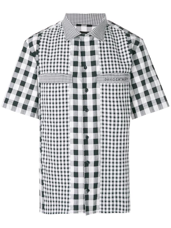 David Catalan Gingham Panel Shirt - Black