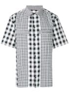 David Catalan Gingham Panel Shirt - Black