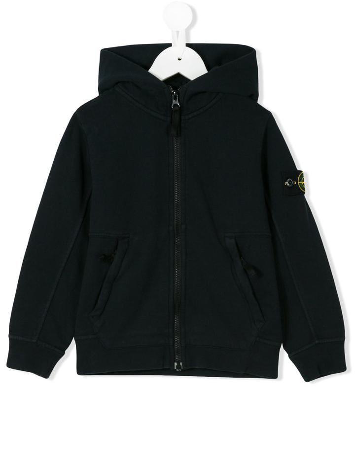 Stone Island Junior - Zipped Hoodie - Kids - Cotton - 12 Yrs, Boy's, Black