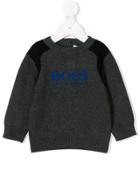 Boss Kids Logo Print Knitted Sweater - Grey