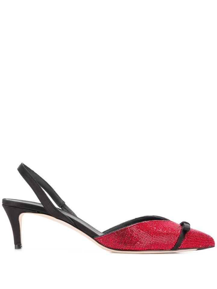 Marco De Vincenzo Crystal-embellished Slingback Pumps - Red