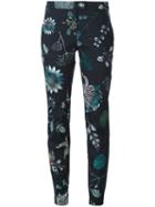 Versus Floral Print Trousers, Women's, Size: 40, Black, Cotton/spandex/elastane