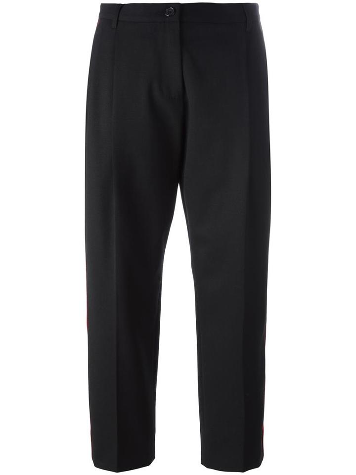 Dolce & Gabbana Piped Cropped Trousers, Women's, Size: 40, Black, Viscose/virgin Wool/polyamide/wool