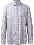 Isaia Casual Checked Shirt, Men's, Size: 16 1/2, Blue, Cotton
