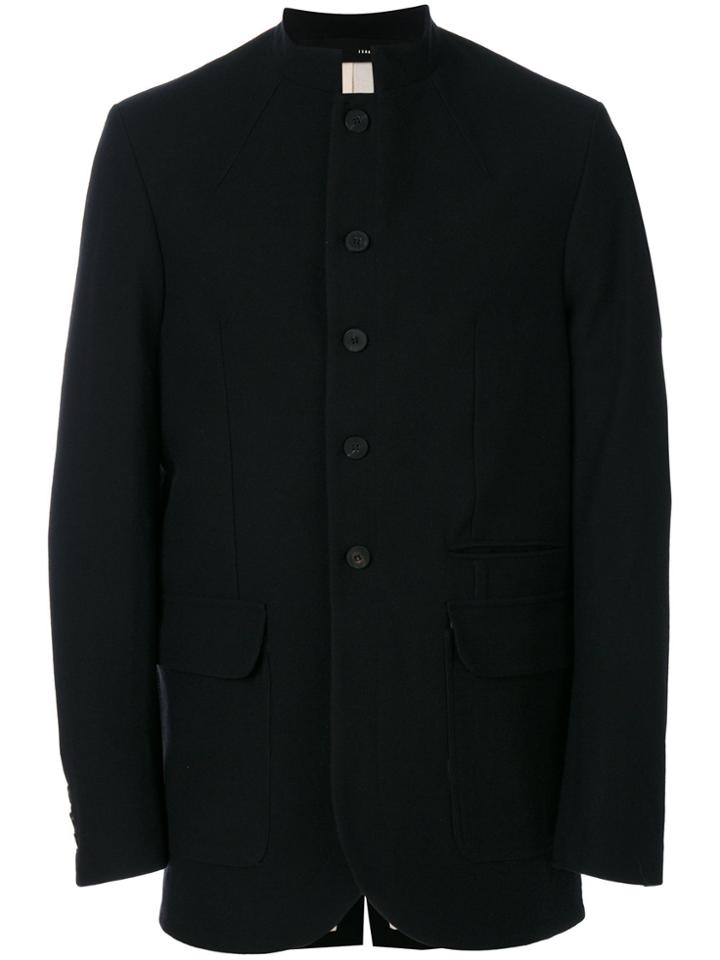 Isabel Benenato Buttoned Military Coat - Black