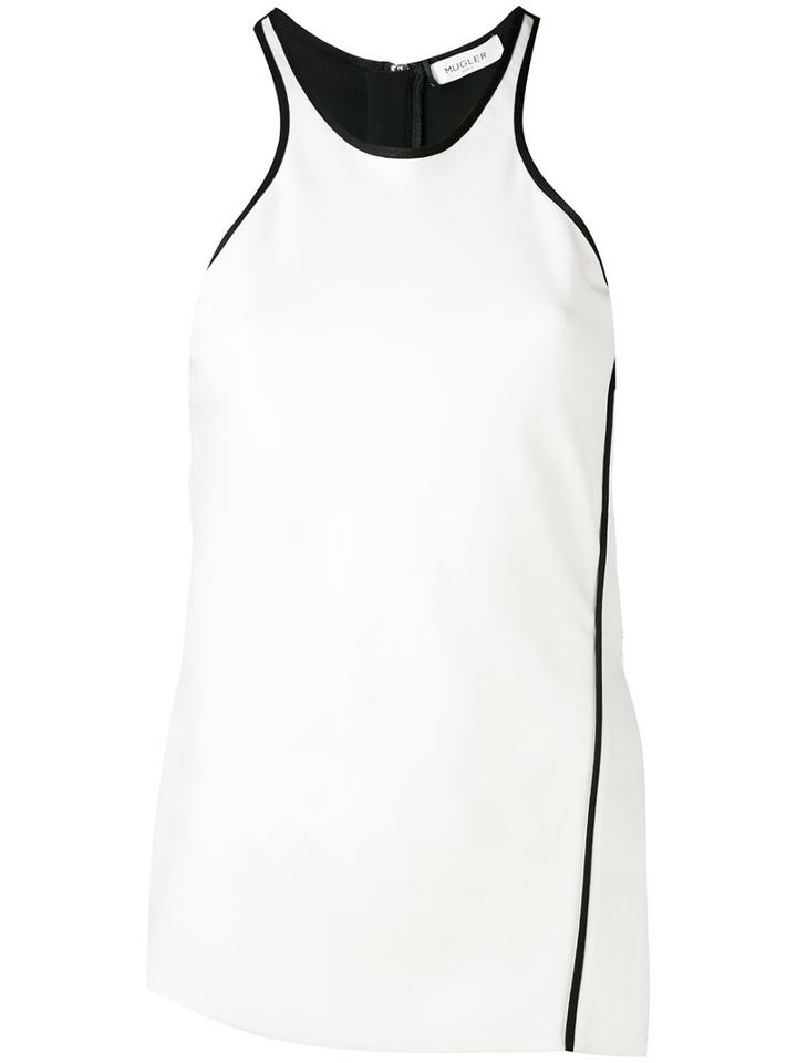 Mugler - Asymmetric Racer-back Vest - Women - Viscose/polyester/polyamide/spandex/elastane - 36, White, Viscose/polyester/polyamide/spandex/elastane