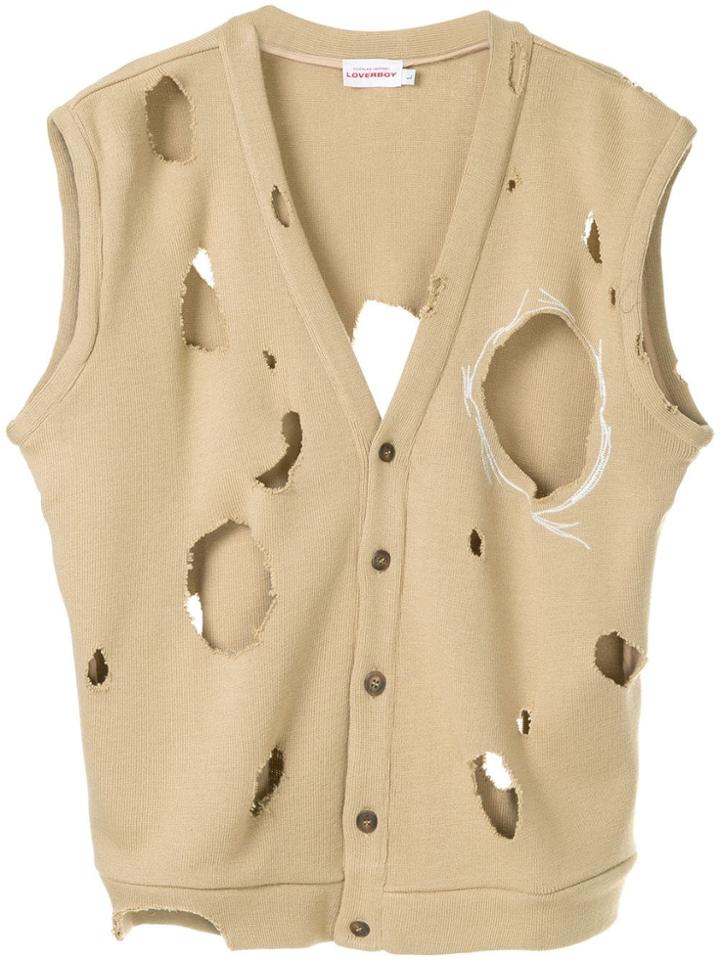 Charles Jeffrey Loverboy Distressed Buttoned Vest - Brown
