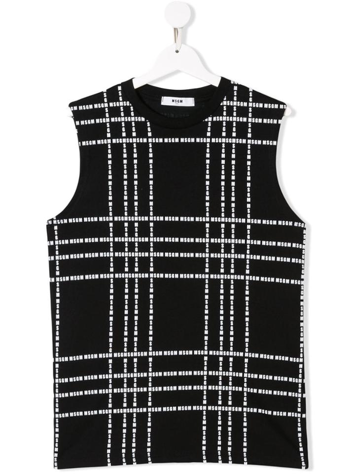Msgm Kids Teen Checked T-shirt - Black