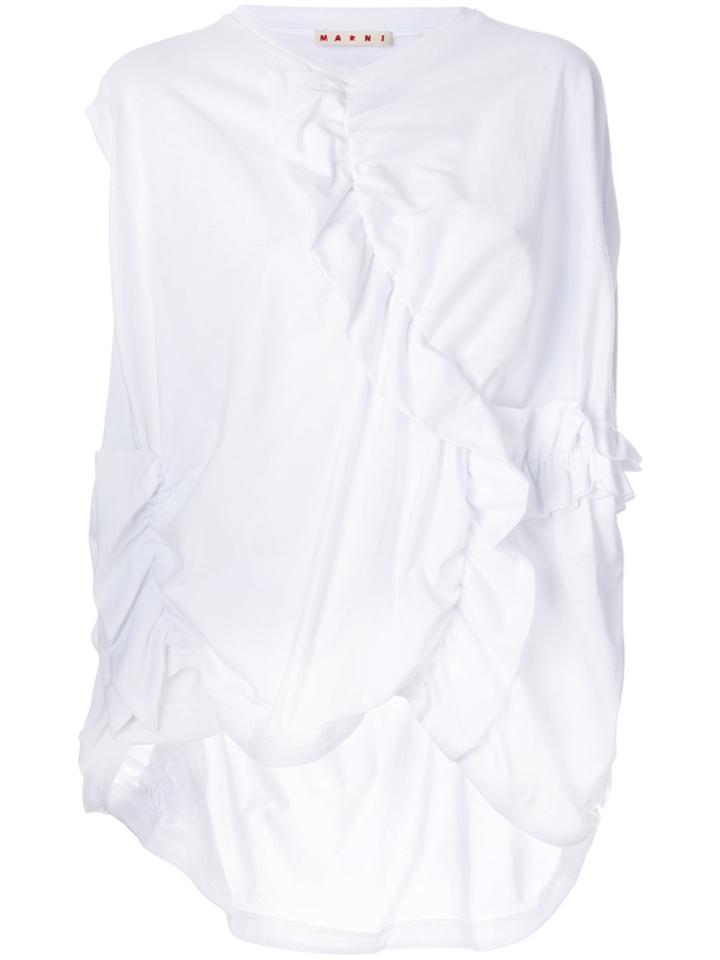 Marni Ruffled Jersey Top - White