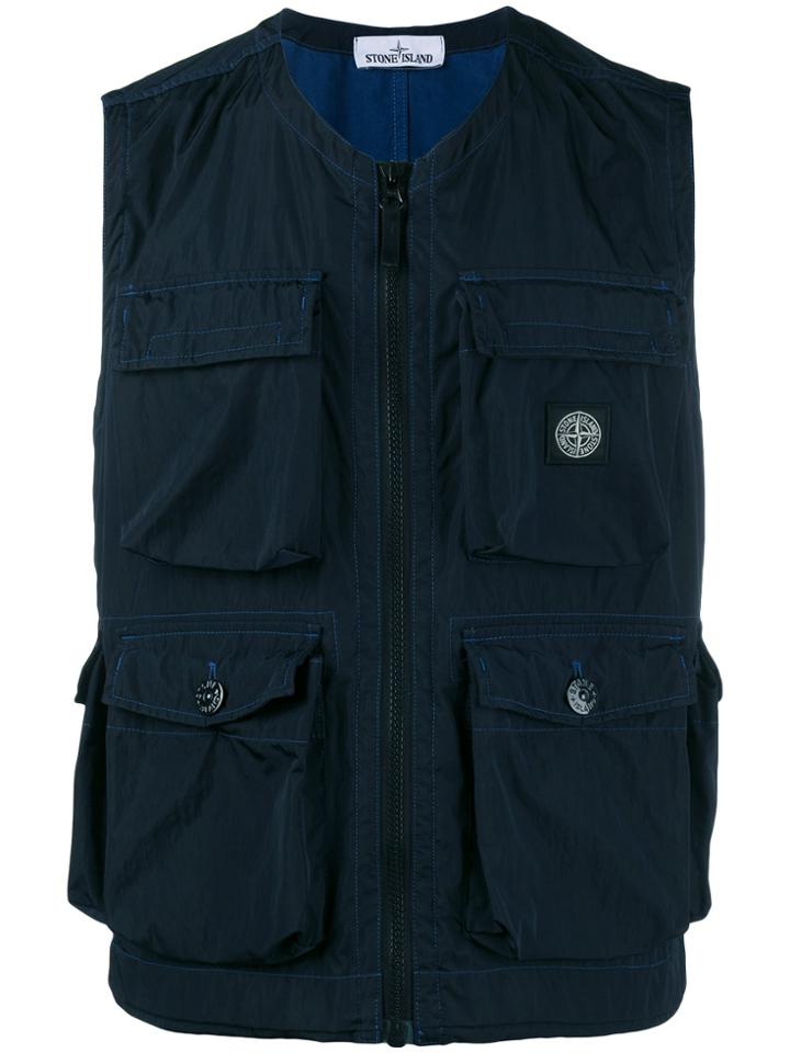 Stone Island 67 Logo Patch Gilet - Blue