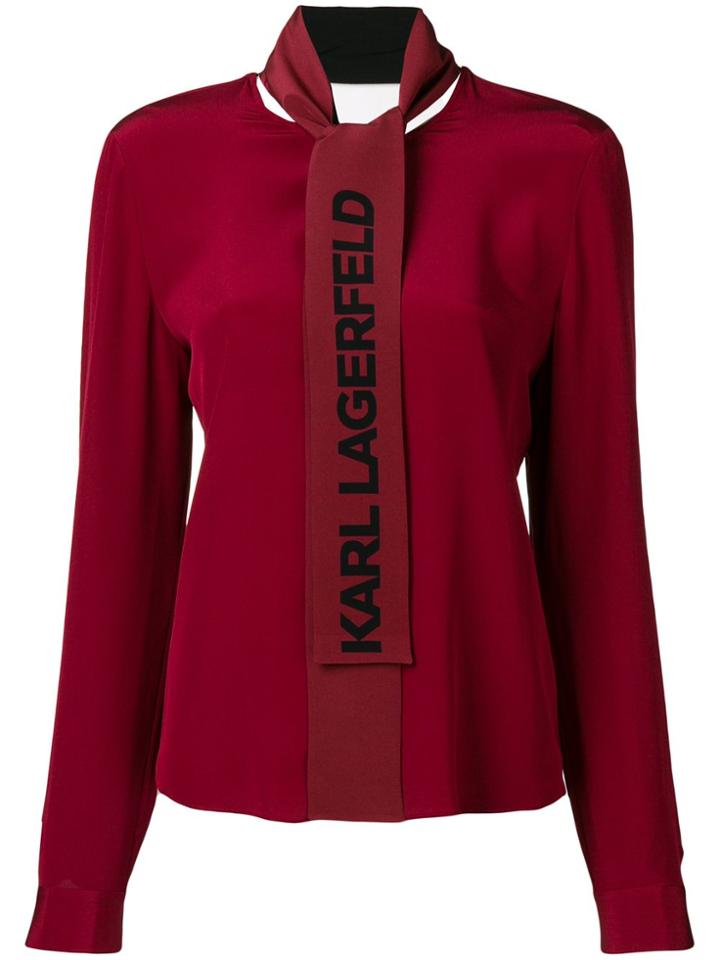 Karl Lagerfeld Logo Bow Blouse - Red