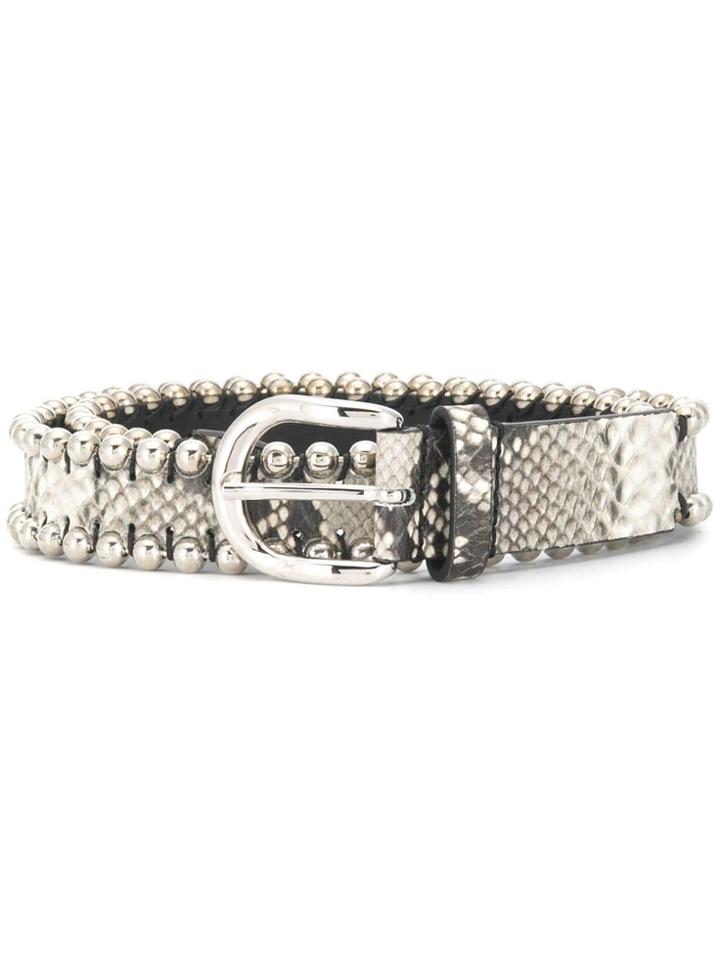 Isabel Marant Snake Print Studded Belt - White