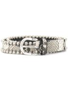 Isabel Marant Snake Print Studded Belt - White