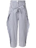 Eudon Choi Striped Cropped Trousers - Blue