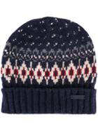 Woolrich Patterned Knit Beanie, Men's, Size: Medium, Blue, Polyamide/wool