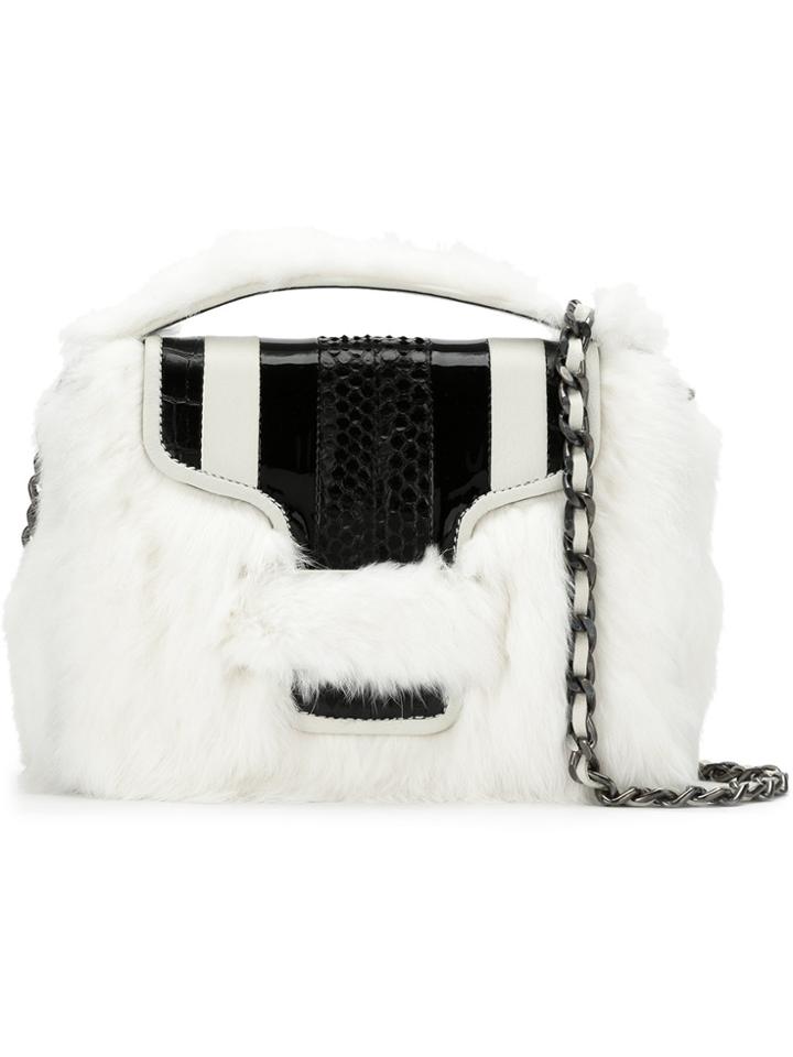 Andrea Bogosian Bicolour Fur Trim Shoulder Bag - White