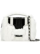 Andrea Bogosian Bicolour Fur Trim Shoulder Bag - White