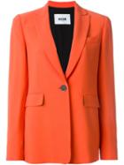 Msgm One Button Blazer, Women's, Size: 42, Yellow/orange, Polyester/acetate/viscose