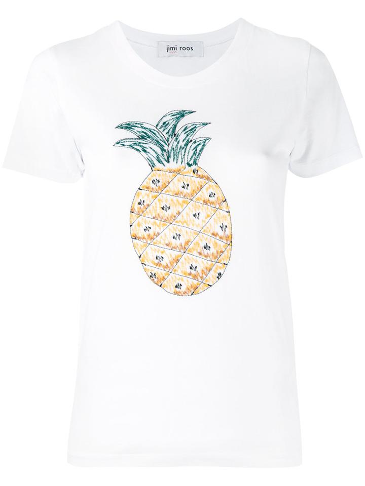 Jimi Roos - Embroidered Pineapple T-shirt - Women - Cotton - M, White, Cotton