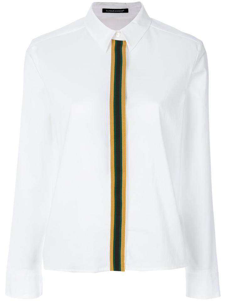 Luisa Cerano - Striped Button Hem Shirt - Women - Cotton/polyester - 42, White, Cotton/polyester