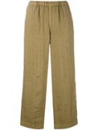 Ql2 - Portia Cropped Trousers - Women - Linen/flax/cupro - 42, Green, Linen/flax/cupro