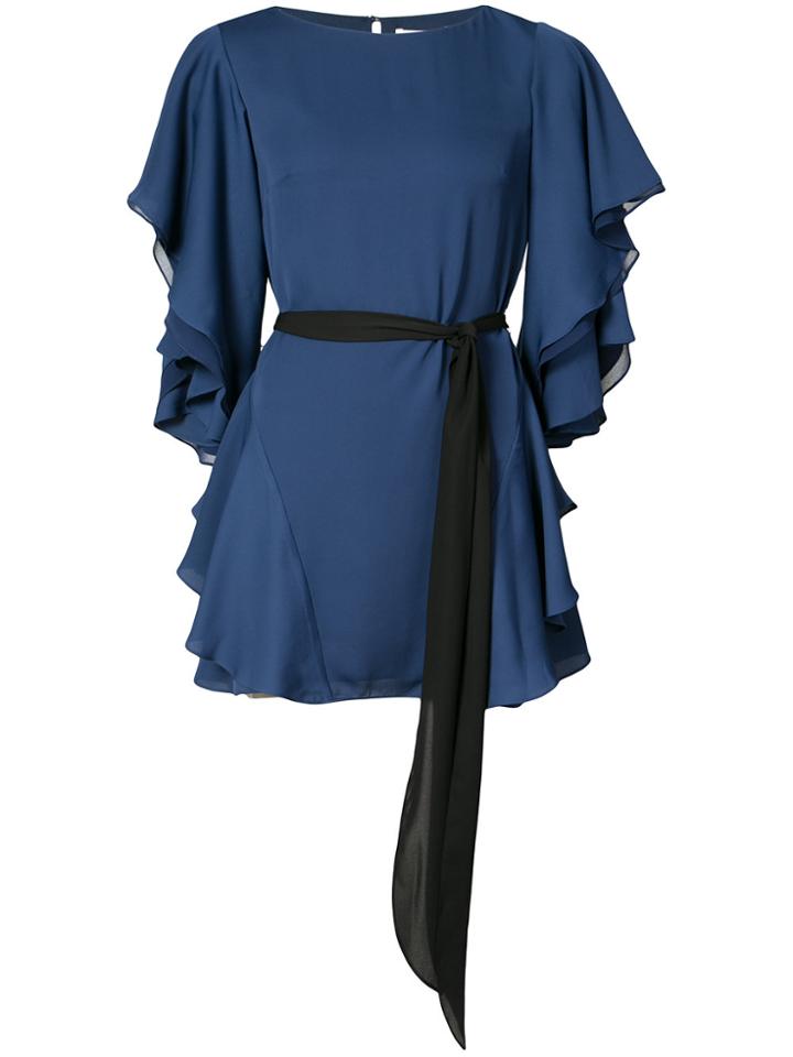 Halston Heritage Ruffle Trim Dress - Blue