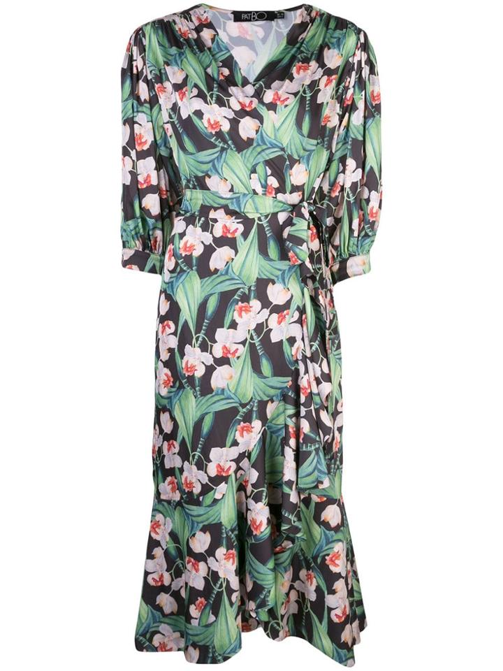 Patbo Floral Midi Wrap Dress - Black