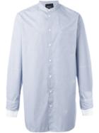 3.1 Phillip Lim Striped Band Collar Shirt, Men's, Size: Small, Blue, Cotton/polyester