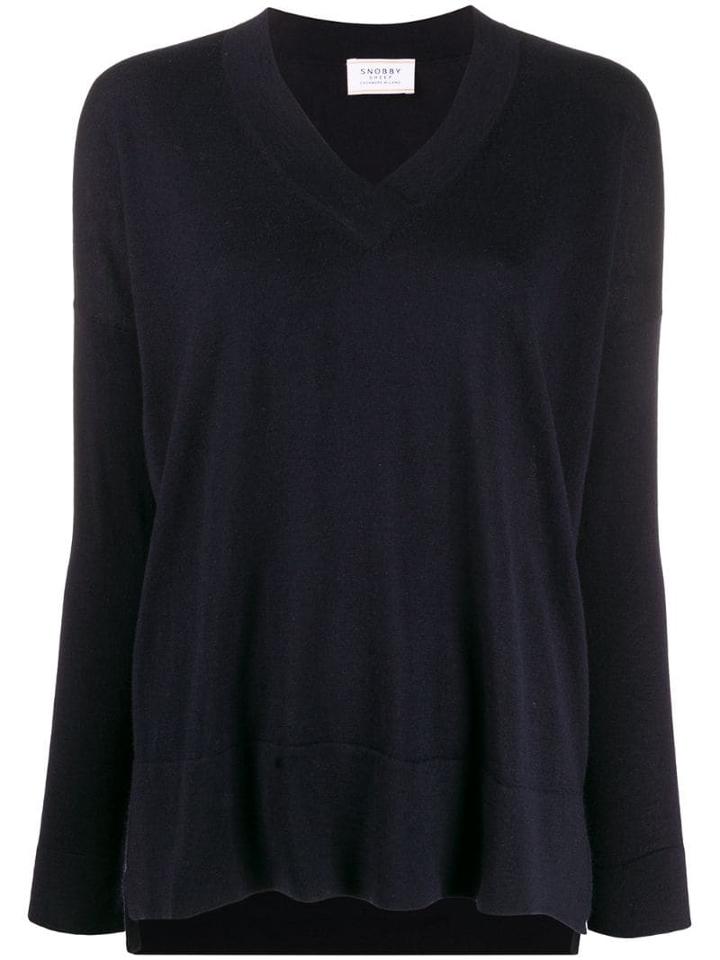 Snobby Sheep Cashmere V-neck Jumper - Blue