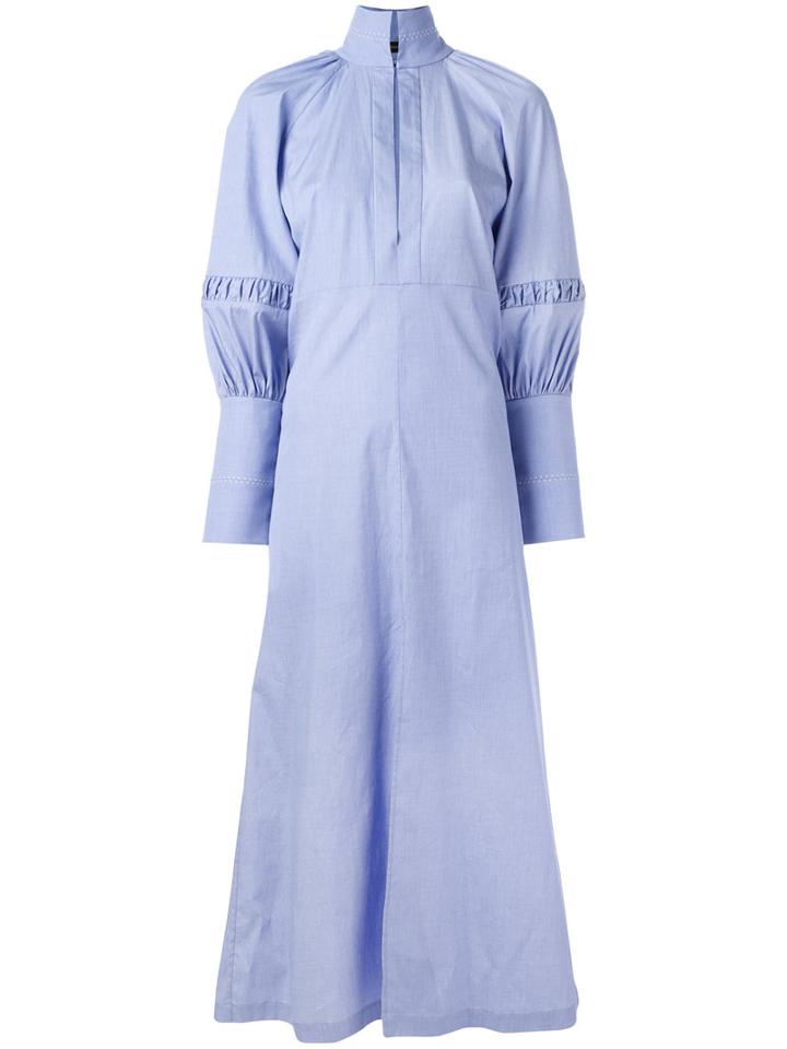 Ellery Puffed Sleeve Maxi Shirt Dress, Women's, Size: 10, Blue, Cotton