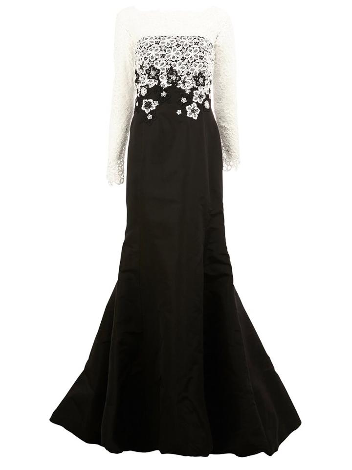 Oscar De La Renta Contrasting Macrame Gown