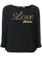 Love Moschino Embroidered Embellished Logo Sweatshirt - Black
