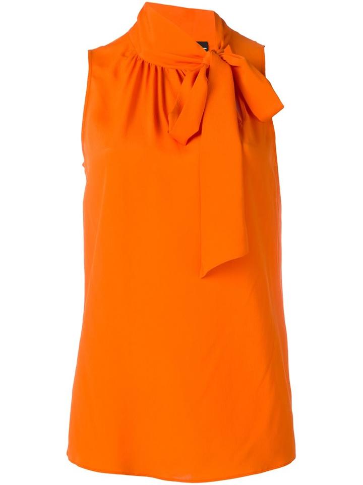 Boutique Moschino Knot Detail Sleeveless Blouse, Women's, Size: 44, Yellow/orange, Rayon/silk