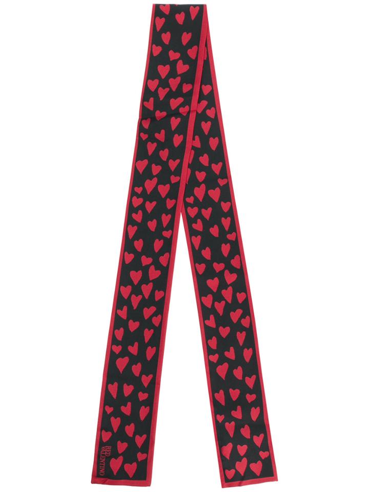 Red Valentino Heart Print Scarf - Black