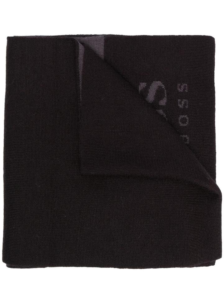 Boss Hugo Boss Striped Logo Scarf - Black